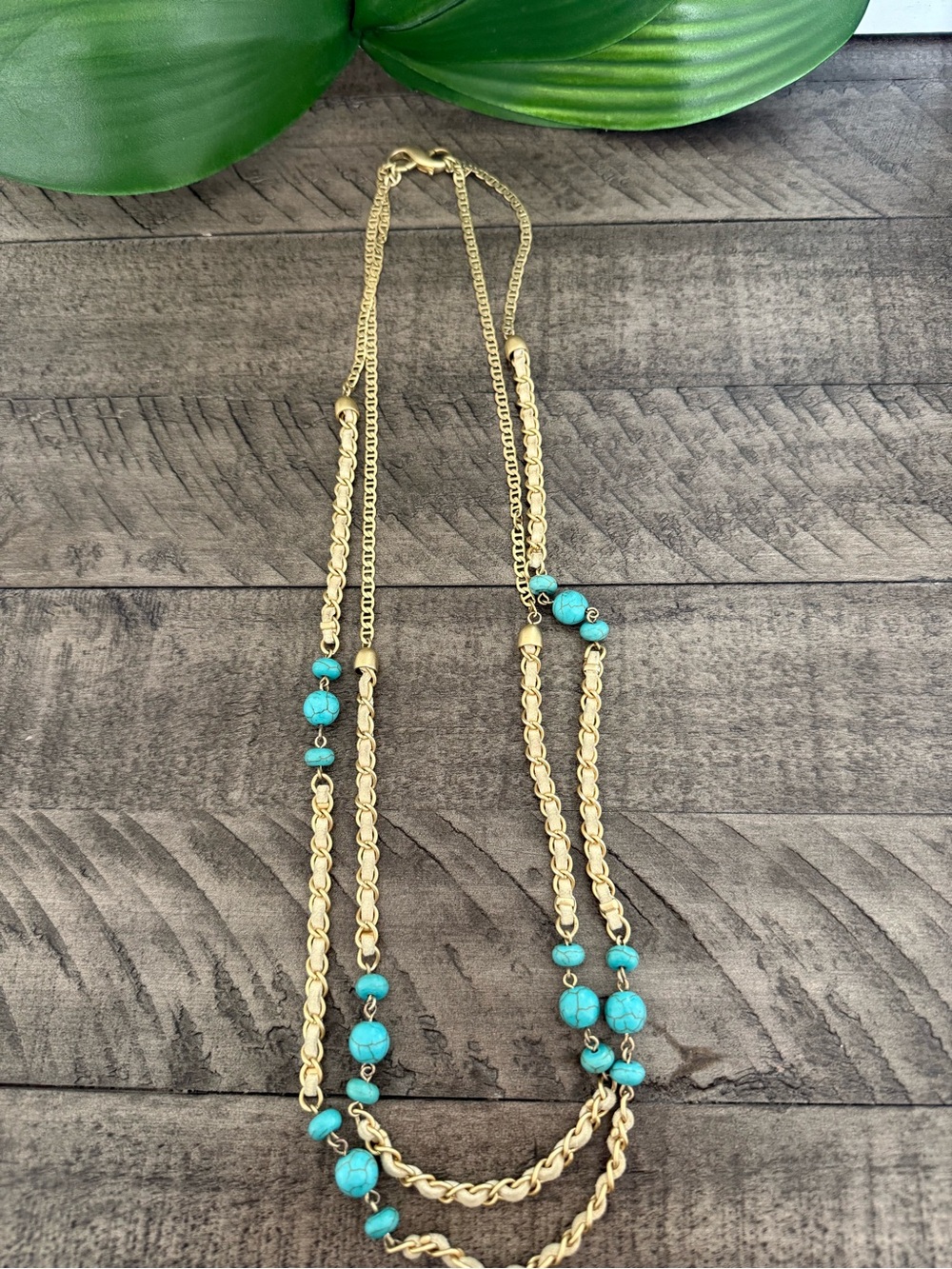 Lia Sophia Gold-Tone Layered Necklace with Turquoise Beads